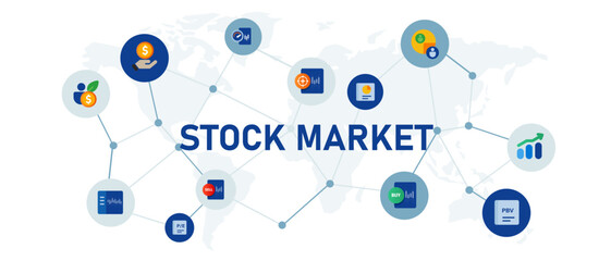 stock market finance trade for buy or sell shares corporation business success investment