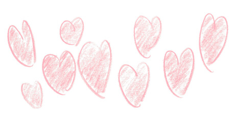 Pencil drawn pink heart isolated on transparent background.
