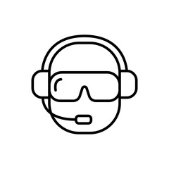 Pilot outline icons, military minimalist vector illustration ,simple transparent graphic element .Isolated on white background