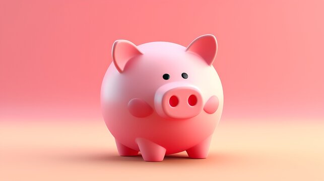 3D Render of a Piggy Bank, Classic Symbol of Savings and Financial Planning