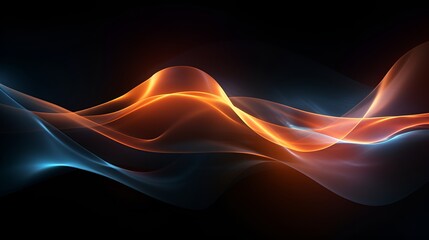 Naklejka premium 3D Render Dynamic Waves of Light in a Dark Background, Dynamic Waves, Light, Dark