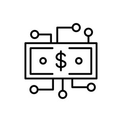 Digital money outline icons, minimalist vector illustration ,simple transparent graphic element .Isolated on white background