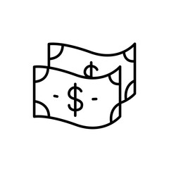 Dollar cash outline icons, money minimalist vector illustration ,simple transparent graphic element .Isolated on white background