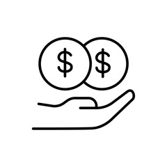 Dollar coin outline icons, money minimalist vector illustration ,simple transparent graphic element .Isolated on white background