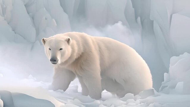 雪山の白熊 AI画像