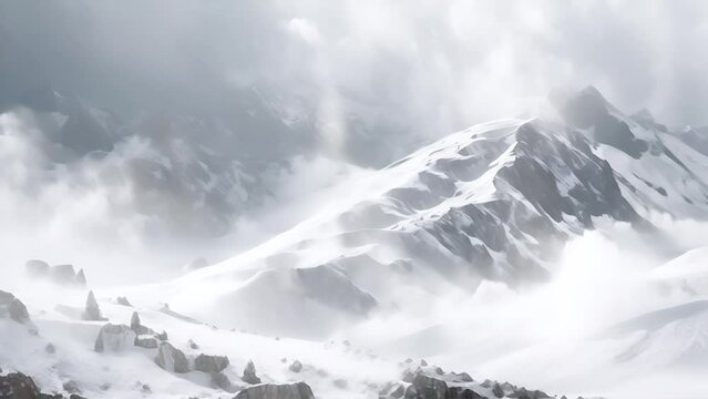 雪山の雪崩 AI画像