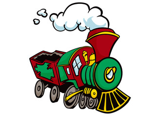Cartoon funny and happy looking steam train - isolated