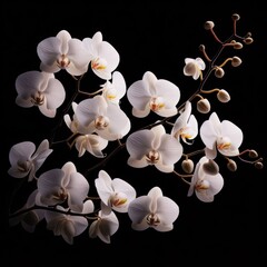 Fototapeta na wymiar Title: Close-up of elegant orchid twig. Orchid branch, 兰花, Orquídea, زهرة الأوركيد, Orchidee, Orquidea, Орхидея, Orchidée, 蘭, आर्किड, Elegante rama de orquídeas. isolated contrast background