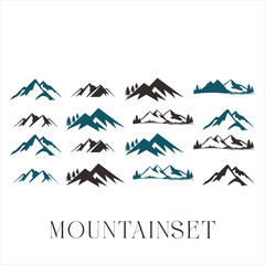 mountain silhouette , set of blue rocky mountain silhouette. bundle vector.