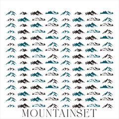 mountain silhouette , set of blue rocky mountain silhouette. bundle vector.