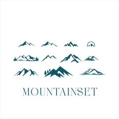 mountain silhouette , set of blue rocky mountain silhouette. bundle vector.
