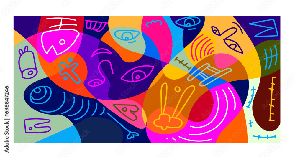 Poster colorful abstract banner template with dummy text for web design, landing page, and print material.