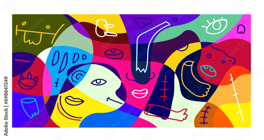 Poster colorful abstract banner template with dummy text for web design, landing page, and print material.