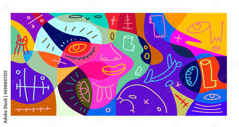 Poster colorful abstract banner template with dummy text for web design, landing page, and print material.