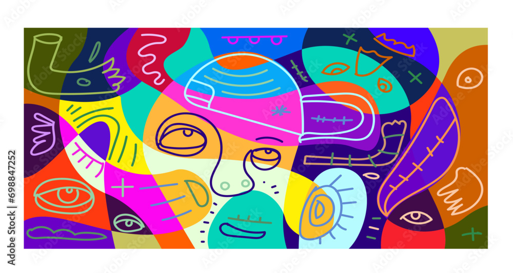Poster colorful abstract banner template with dummy text for web design, landing page, and print material.