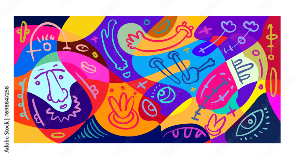 Poster colorful abstract banner template with dummy text for web design, landing page, and print material.