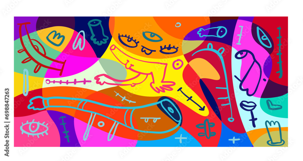 Poster colorful abstract banner template with dummy text for web design, landing page, and print material.