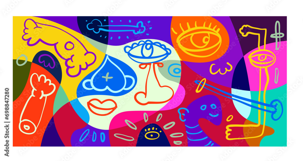 Poster colorful abstract banner template with dummy text for web design, landing page, and print material.