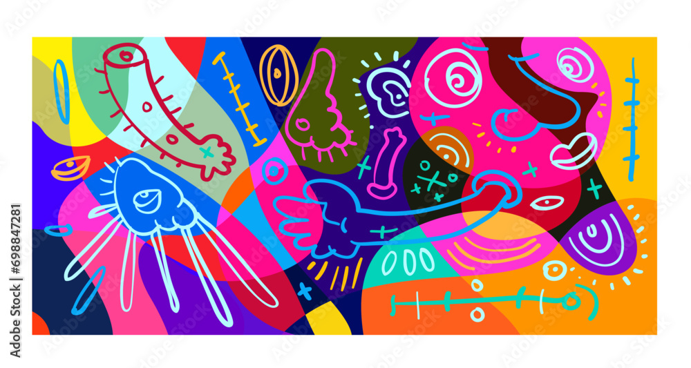 Poster colorful abstract banner template with dummy text for web design, landing page, and print material.