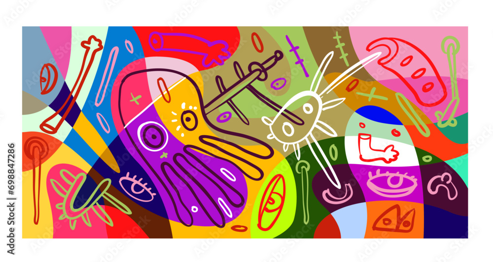 Poster colorful abstract banner template with dummy text for web design, landing page, and print material.