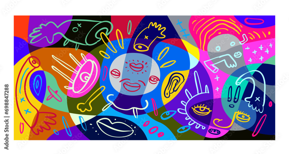 Poster colorful abstract banner template with dummy text for web design, landing page, and print material.