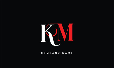 KM, MK, K, M Abstract Letters Logo Monogram - obrazy, fototapety, plakaty