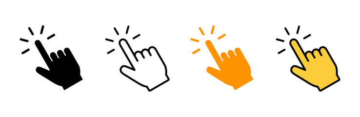 Hand click icon set  vector. pointer sign and symbol. hand cursor icon - obrazy, fototapety, plakaty