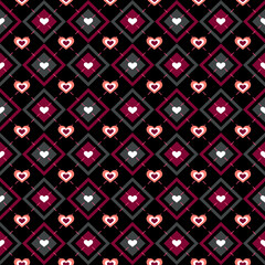 Abstract Geometric Love Diamonds Mosaic Pattern