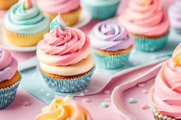 cupcakes with frosting and sprinkles