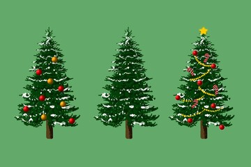 Three Christmas Tree Vector Illustration