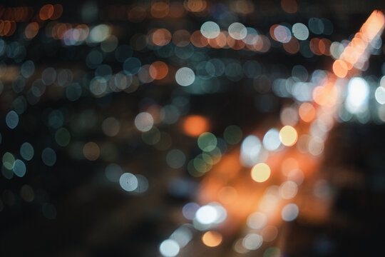 Street lights of urban city street at night. Background concept