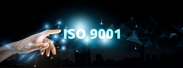 ISO 9001 Icon. Implementing ISO 9001 quality management standards