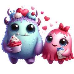 Cute Couple Valentine's Day Monsters