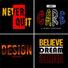 set typography design for print t shirt