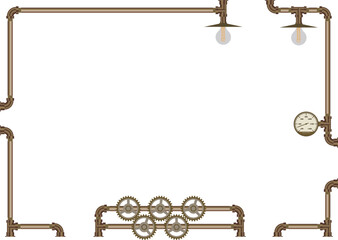 Steampunk plumbing frame Copper material with gradation
