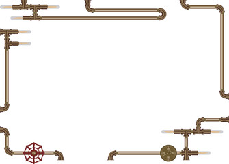 Steampunk plumbing frame Copper material with gradation
