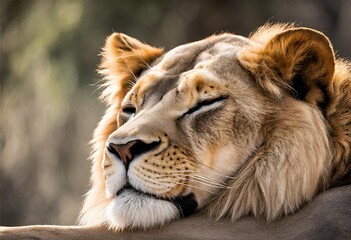 Portrait of a lion sleeping