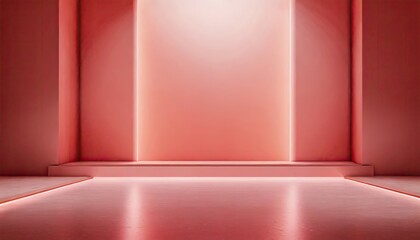 A minimal of the red empty space with neon light for design purpose.