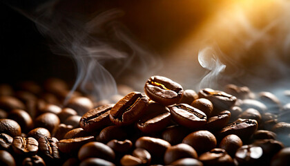 aromatic coffee beans, exuding rich and sweet scent, evoking warmth and comfort