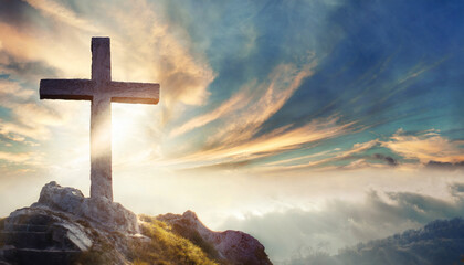 Powerful image of dramatic sky over Golgotha Hill, symbolizing the passion of Jesus Christ on the cross