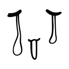 Kawaii's cute face. Manga-style eyes and mouth. Funny cartoon Japanese emoticon in different expressions, mega Big Set. Expression anime character and emoticon face illustration. Background. Print.