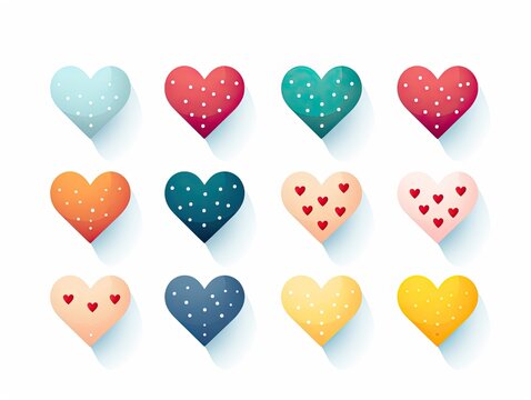 Valentines Day Hearts on Blank White Backdrop for App Overlay Photo Filter Web Icon Graphics Tshirt Clothing Designs and Advertising Marketing