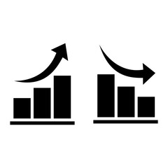 icon stock chart. Signs of falling and rising sales in the form of charts.