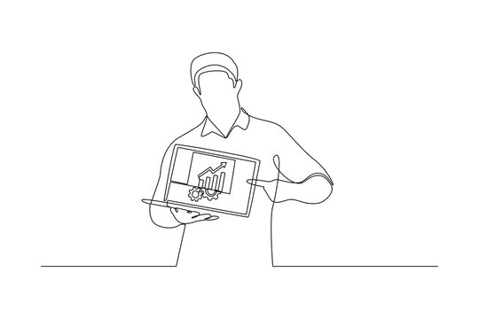 One continuous line drawing of management business concept. Doodle vector illustration in simple linear style.