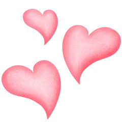 Adorable watercolor pink hearts clipart.Valentine hearts illustration.
