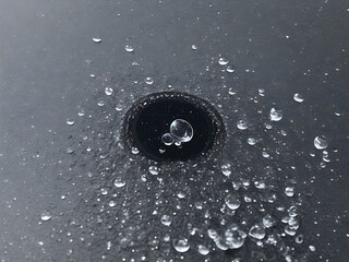 Blur Defocus Image of Water hit wall ground, explode into drop droplet. Amount Water attack impact and fluttering in air explosion. Stop motion freeze shot. Splash Water for texture elements