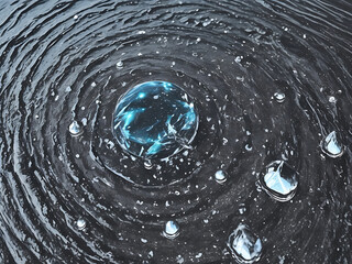 Blur Defocus Image of Water hit wall ground, explode into drop droplet. Amount Water attack impact and fluttering in air explosion. Stop motion freeze shot. Splash Water for texture elements