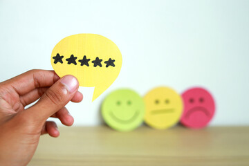 Customer choose yellow papercut five rating stars, high best excellent score and positive review