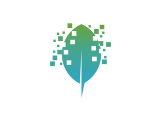 Pixel technology green logo icon template 