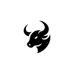 Simple Vector Logo Bull Symbol Black and White on white